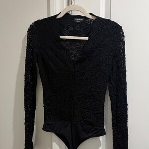 Bebe Elegant Black Lace Bodysuit